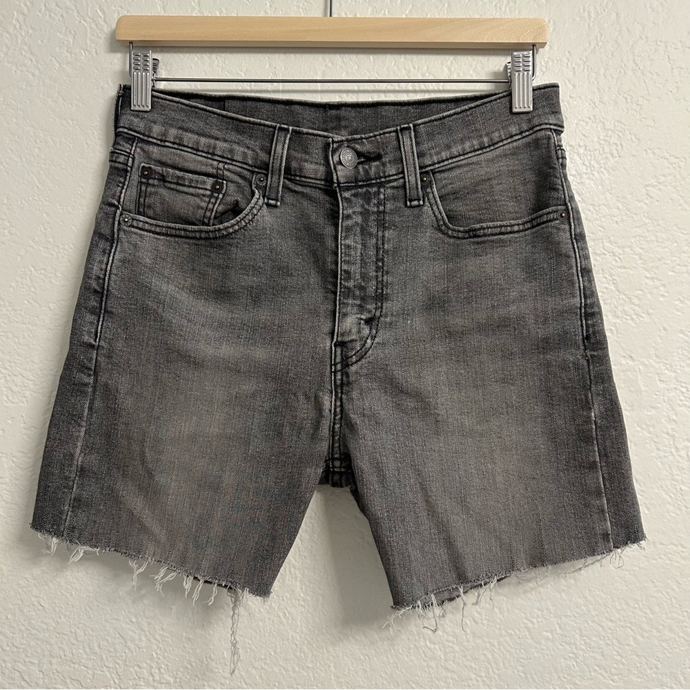Levi's 510 Cut-Off Denim Shorts Faded Black Gray Raw Hem Size 31